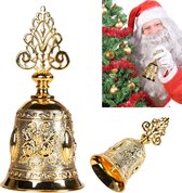 Kerst handbel, traditionele vintage gouden tafelbel, oproepbel, kerstbel 2021, receptiebel voor school, diner, receptie, hotelservice, meditatiegebed en huisdieren