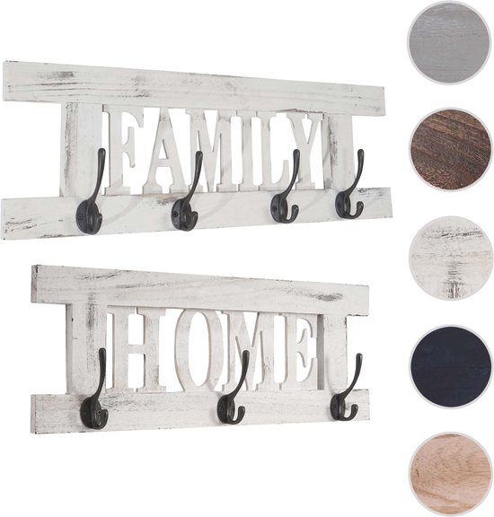 Cosmo Casa Ensemble d'armoire murale 2 pièces - Panneau d'armoire Home + Famille - Shabby - Look Vintage - Wit