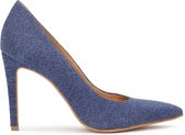 Stiletto pumps in denim imitation fabric