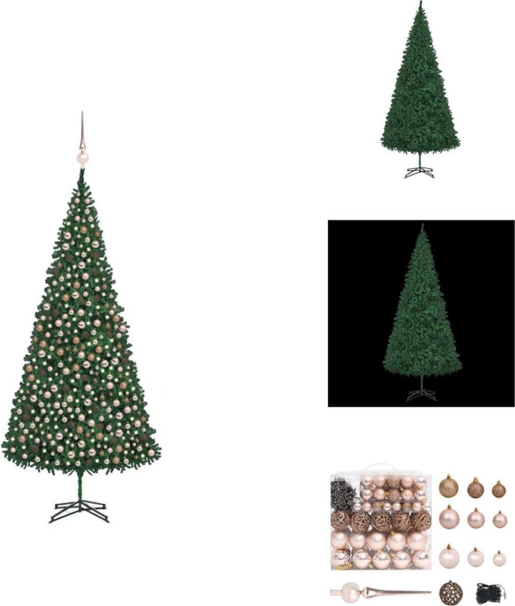 vidaXL Kunstkerstboom - 500 cm - PVC - LED-verlichting - Groen - Decoratieve kerstboom