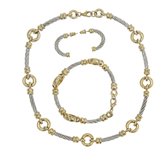 Behave Sieraden set - schakel ketting armband en oorbellen - goud en zilver kleur - 40cm