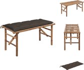 vidaXL Bamboe tuinbank - Inklapbaar - Waterbestendig - Inclusief kussen - Afmetingen 118 x 38 x 45 cm - Kleur kussen- Taupe - vidaXL - Tuinbank