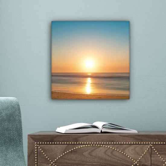 Tableau sur toile 20x20 cm - Décoration murale Mer - Couleurs - Soleil - Décoration murale salon - Décoration chambre - Accessoires chambre - Peintures sur toile