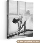 Canvas - Canvas schilderij - Vrouw - Ballerina - Wit - Muurdecoratie - 60x80 cm - Muurdoek - Canvasdoek