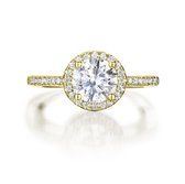 Seraphina - 18k Geelgouden Moissanite Halo Verlovingsring - 0.5 karaat