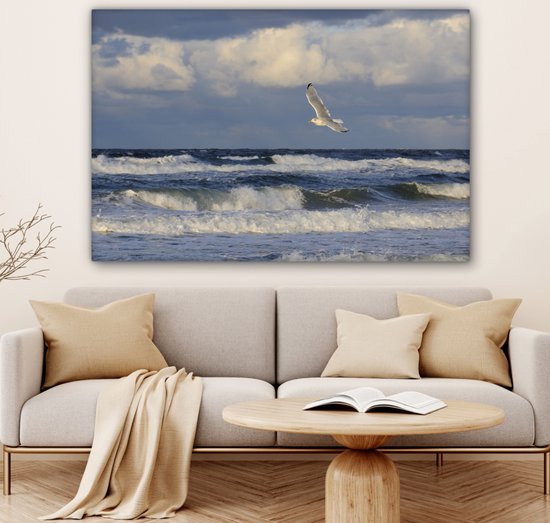 Seagull over the Baltic Sea canvas 120x80 cm - Tirage photo sur toile (Décoration murale salon / chambre) / Mer et plage