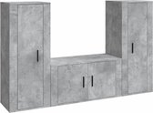 vidaXL - 3-delige - Tv-meubelset - bewerkt - hout - betongrijs