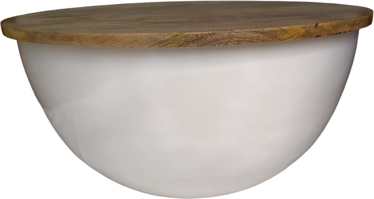 Furnilux Salontafel Rond Wit - Industrieel Design - Mangohout 88 cm - NIDI