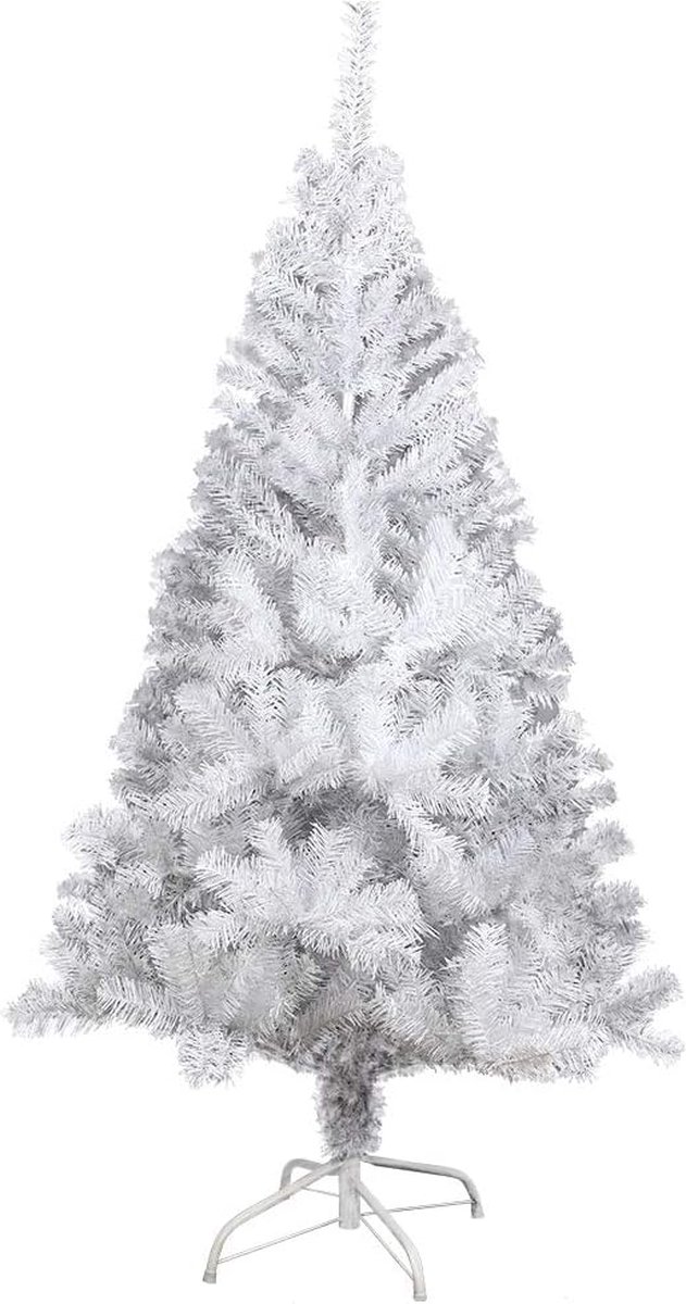 120 cm kerstboom kunstwit nepboom met metalen kerstboomstandaard, moeilijk ontvlambaar