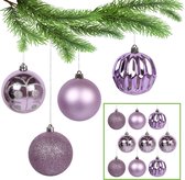 Boules de Noël violettes, lot de boules de Noël en plastique, décorations pour sapin de Noël 8 cm, 9 pcs.