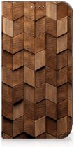 Book Wallet Case Geschikt voor iPhone 15 Wooden Cubes