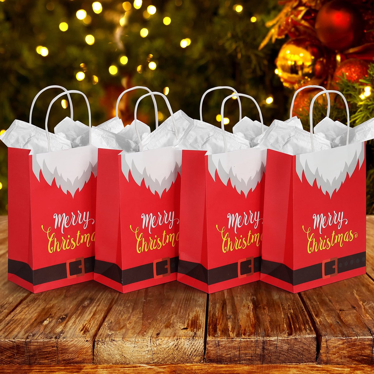 Lot de 24 sacs cadeaux de Noël en Papier Kraft pour décoration de