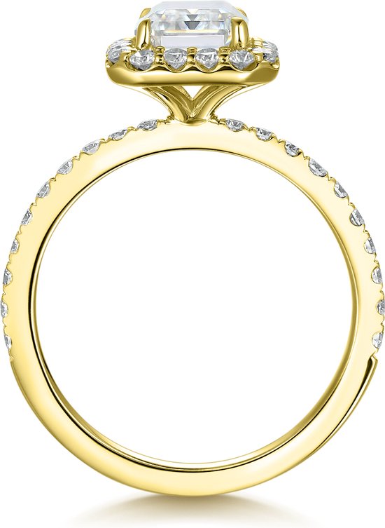 Esmeralda – Bague moissanite Ring émeraude en serti halo – 1 carat