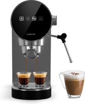 Klarstein Espresso Filter met Melkopschuimer - 0 -9L Retro Mini Espresso Maker met Zeef - 1360 Watt Koffiezetapparaat Klein - Koffiezetapparaat voor Cappuccino - Latte & Macchiato - Zilver