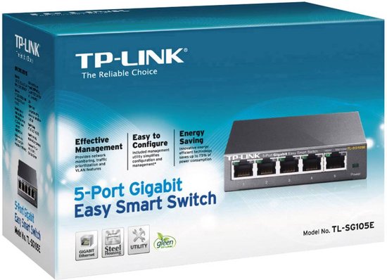 TP-Link TP-Link TL-SG105E 5-Poorts Gigabit Easy Smart Switch - Netwerkswitch met QoS en VLAN