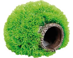 Aquarium – decoratie grot met mosbal – Flamingo Groen – 16x14x11 cm – polyresin ornament – veilige schuilplaats voor vissen – natuurlijke uitstraling – aquariumdecoratie