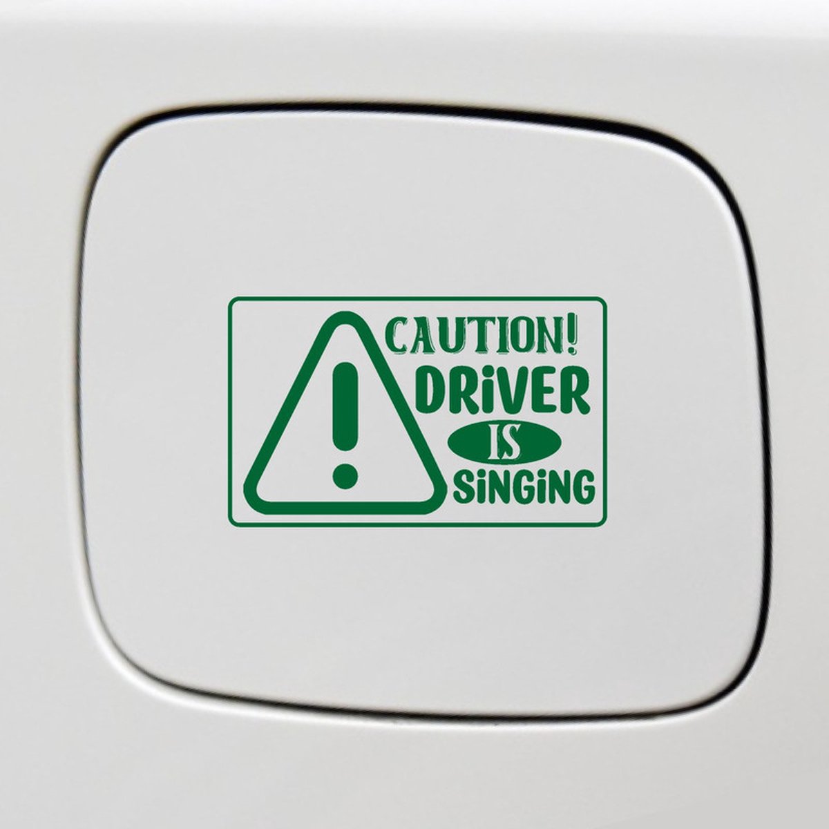 Bumpersticker - Caution Driver Is Singing - 14x8 - Groen