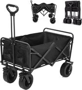 Bol.com Premium Opvouwbare Bolderkar - Boodschappentrolley - Strandkar- Draaibare wielen - 150 kg laadvermogen - Bolderwagen - Z... aanbieding