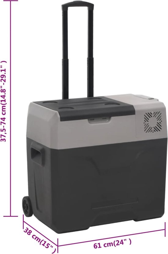 vidaXL - Koelbox - met - wielen - en - handvat - 30 - L - polypropeen - zwart - en - grijs van Vidaxl — afbeelding 2