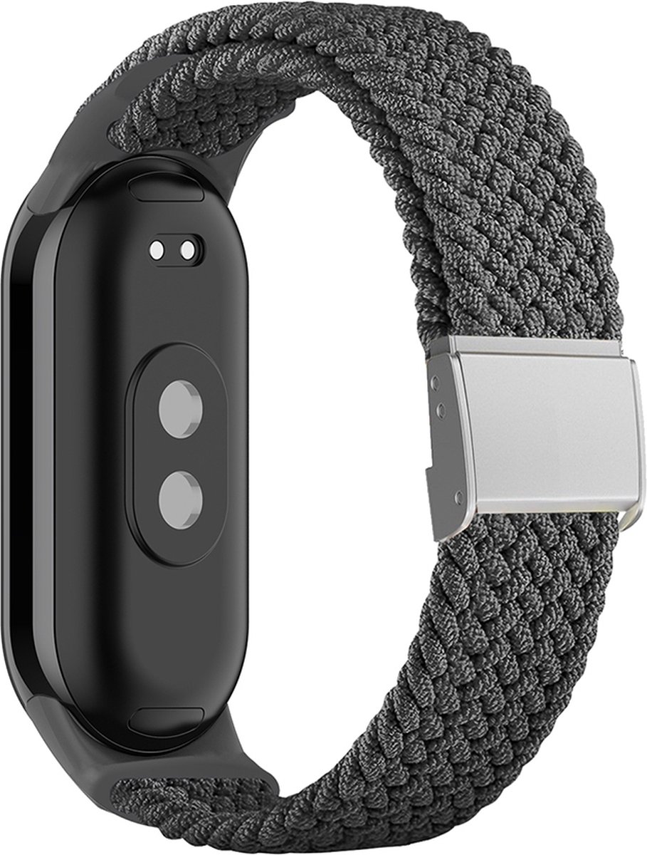 By Qubix - Braided nylon bandje - Grijs - Geschikt voor Xiaomi Smart Band 8 / 9 / 10