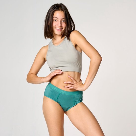 Moodies menstruatie & incontinentie ondergoed - Bamboe Hipster - heavy kruisje - groen - maat S - period underwear