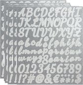 6x Stickervel Zilveren Letters met glitter - 480 Alfabet stickers - 2.5CM