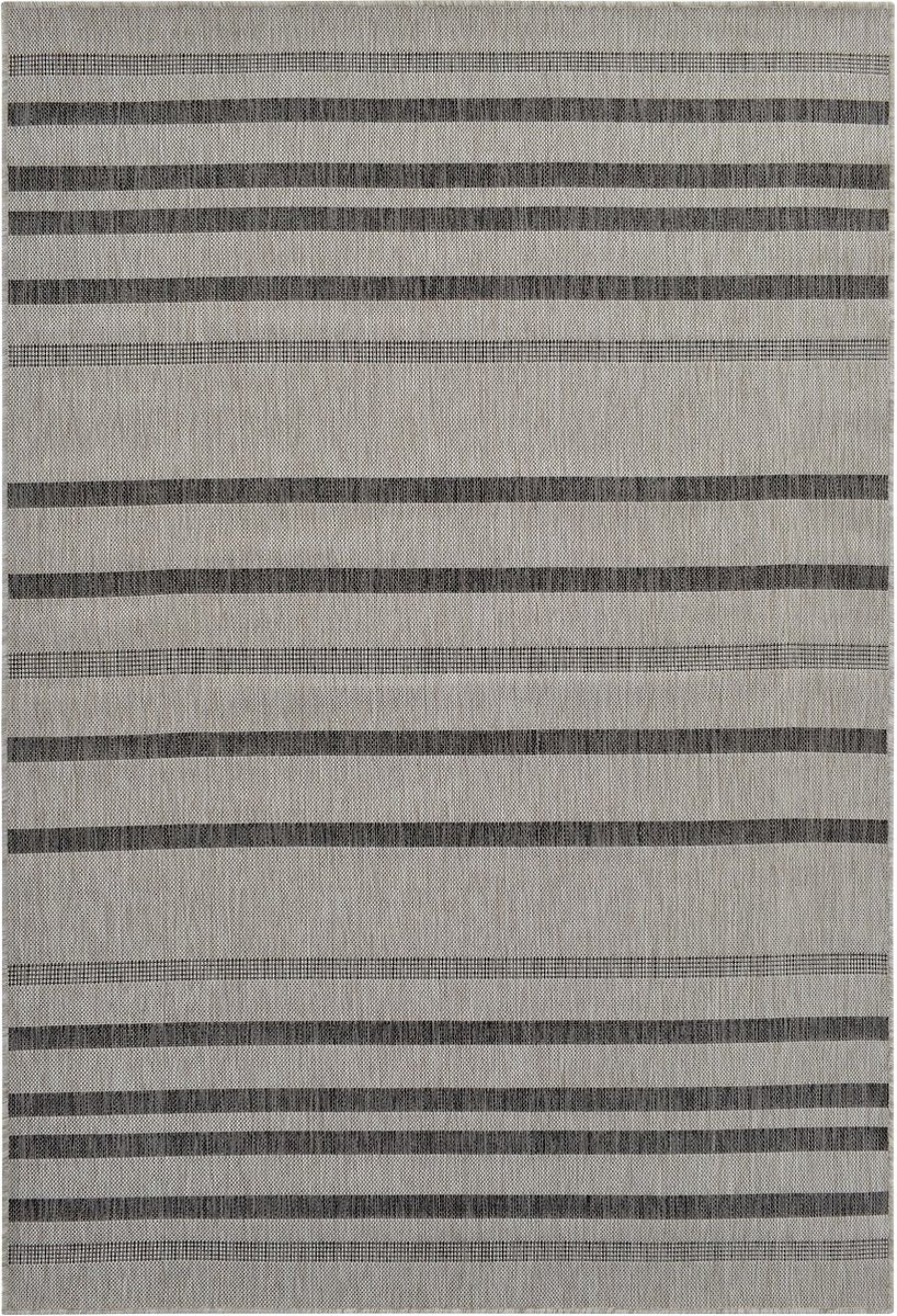 Vercai Rugs Terrace Collectie - Laagpolig Vloerkleed - Tapijt voor Binnen en Buiten - Polypropyleen - Zilver Zwart - 160x220 cm