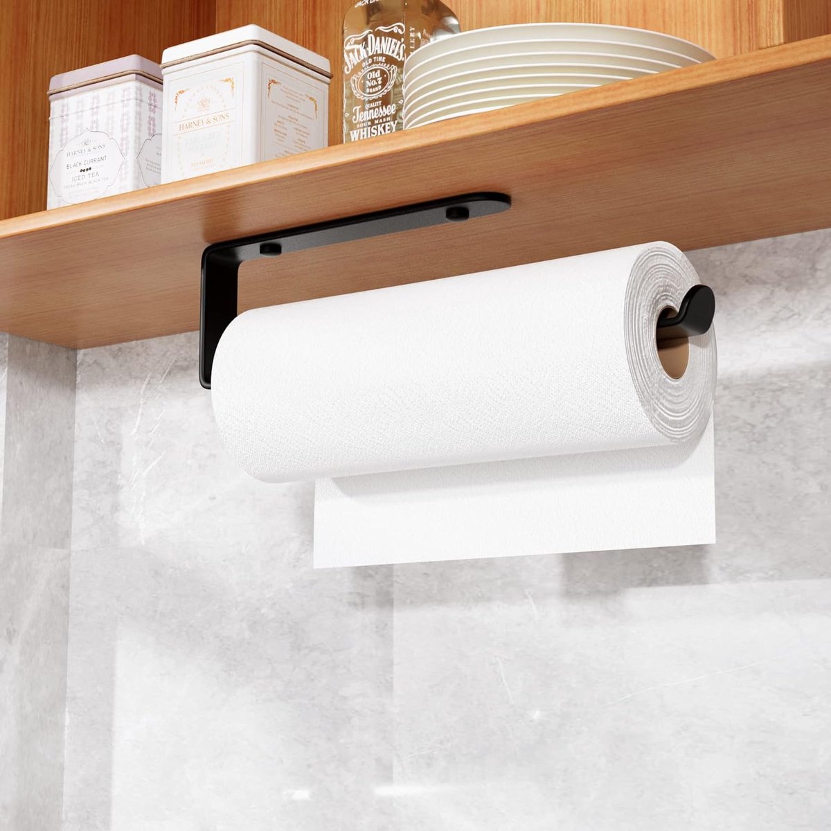Keukenrolhouder zonder boren zwarte keukenpapierhouder zelfklevende Zewa rolhouder onder kast voor keukenopslag en organisatie keukenrolhouder muur papierrolhouder voor keuken
