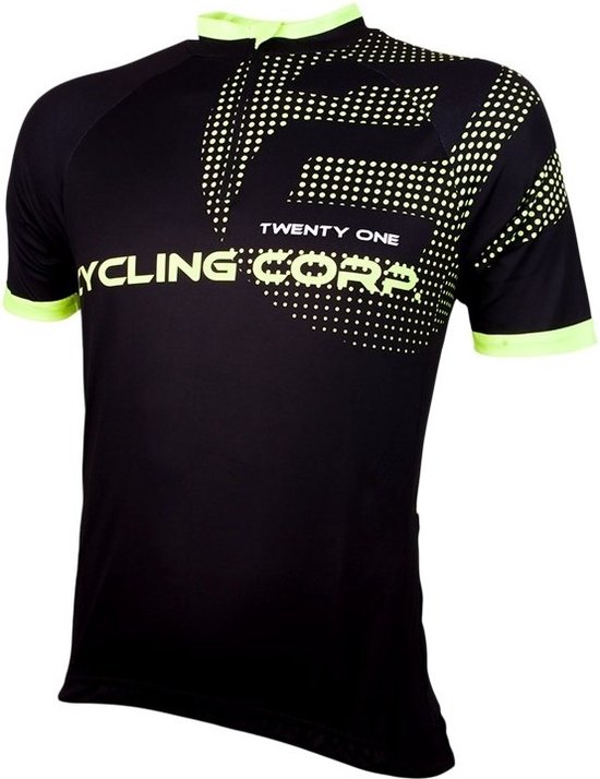 Wielershirt 21 Virages Cycling Corp Zwart Fluo Geel-L