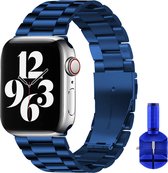 By Qubix - Stalen schakel band - geschikt voor 38mm - 40mm - 41mm Apple watch bandje donkerblauw - Smartwatch bandje staal - Stainless steel