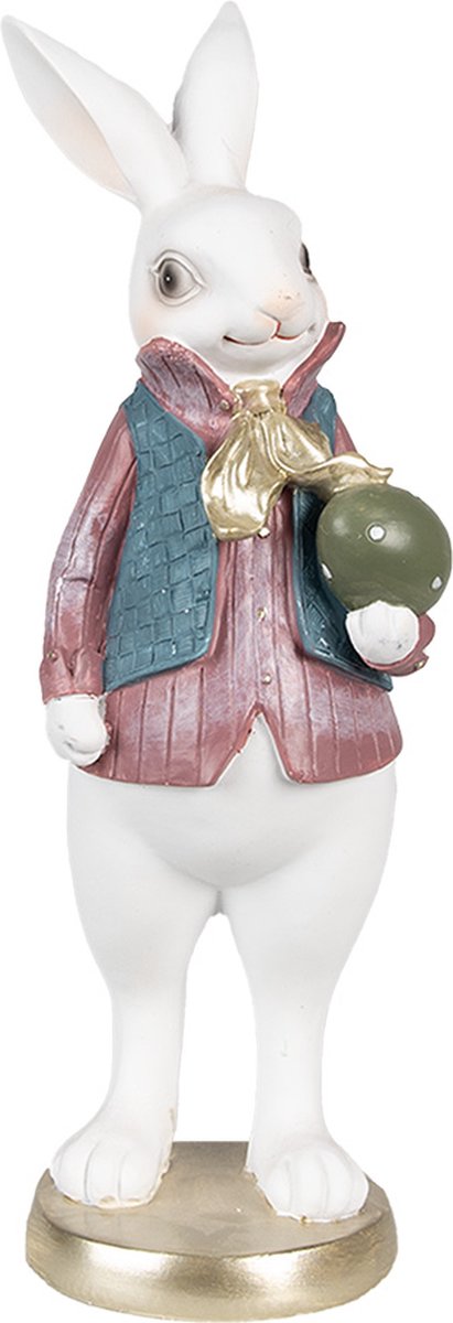 Beeld Konijn 26 cm Wit Polyresin