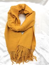 Sjaal – Pashmina - okerkleur - feestdagen - Warm – Zacht - Unisex - 180X70cm - gratis sjaal ring van twv € 7.99