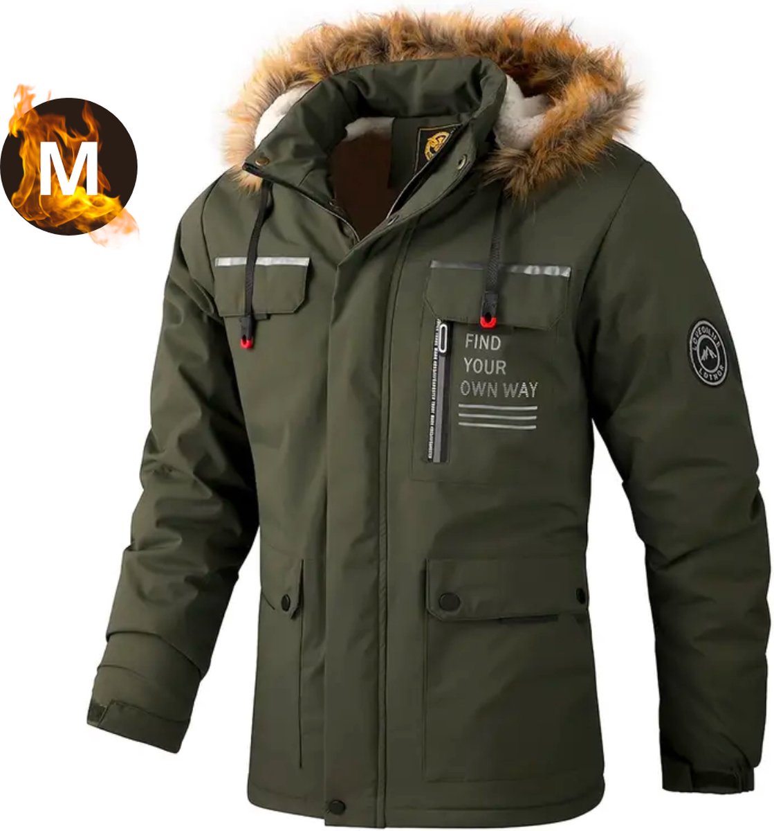Livano Winterjas Voor Heren Parka Winter Jas Volwassen Leger Groen