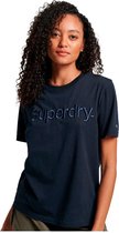 Superdry Tonal Embroidered Logo Korte Mouwen Ronde Nek T-shirt Blauw M Vrouw