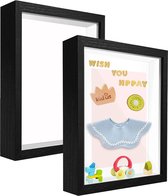 2 Pieces 3D Picture Frames for Filling, 20 x 25 cm, Deep 3D Object Frame, Wood, up to 3 cm, 3D Frame for Objects, Flowers, Wedding Bouquet or Memorabilia
