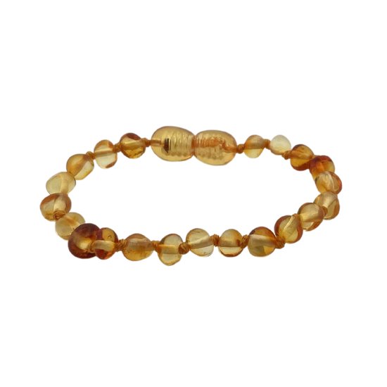 Jikkies ® - Barnsteen Armband - Baby Armbandje - Natuurlijk Baltisch Barnsteen - Pijnstillend tegen doorkomende tandjes - Honing - 14CM van Jikkies — afbeelding 2