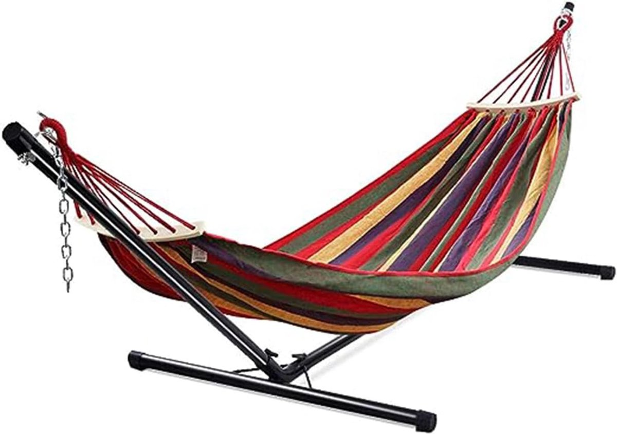 Hangmatstandaard voor hangmat, hangmatstandaard, stabiel, hangmathouder van ijzer, hangstoelstandaard, zwart (325 x 100 x 106 cm)
