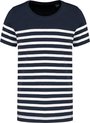 T-shirt Kind 10/12 Y (10/12 ans) Kariban Ronde hals Korte mouw Navy / White Stripes 100% Katoen