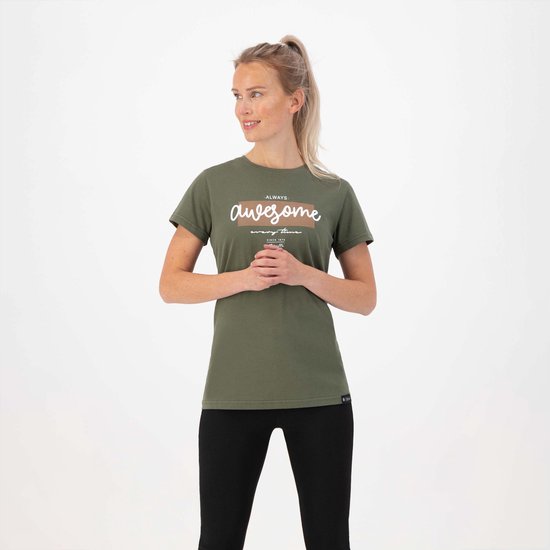 Rogelli Graphic T-Shirt Sportshirt - Korte Mouwen - Dames - Groen - Maat L