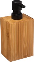 5Five Zeeppompje/dispenser Bamboo Lotion - lichtbruin/zwart - 8 x 17 cm - 280 ml - hout
