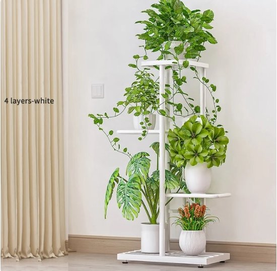 Planten kast - Kastje wit - wandkast planten rek metaal bloemen plank met lagen