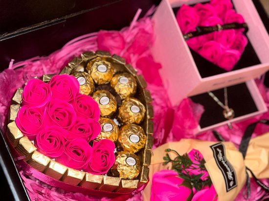 Provento - Behouden Echte Roos met Hart Ketting, Eeuwige Bloemen Roos Doos met Ik Hou