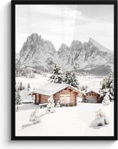 Cadre photo avec affiche 60x80 cm - Paysage d'hiver - Photo dans cadre - Décoration murale rurale - Décoration neige - Cadre photo affiche murale - Posters dans cadres photo - Système d'accrochage cadre en bois - Cadre photo - cadre affiche bois