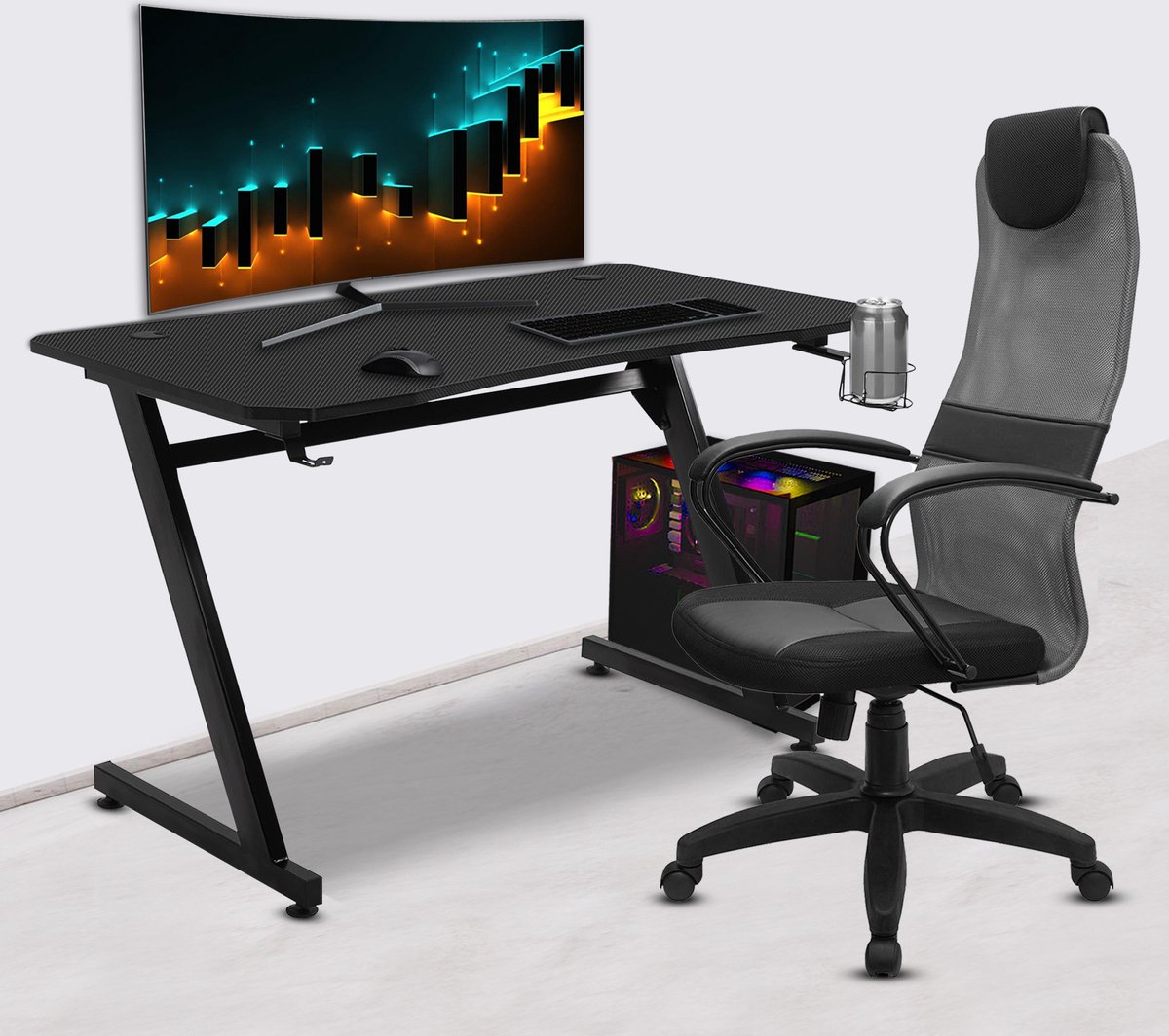 Yizc K-Forme Table de Jeu Bureau,E-Sport Gaming Bureau D