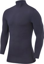 PowerLayer Mannen Compression Basislaag Top Lange Mouw Ondershirt - Mock Neck - Donkergrijs, XL