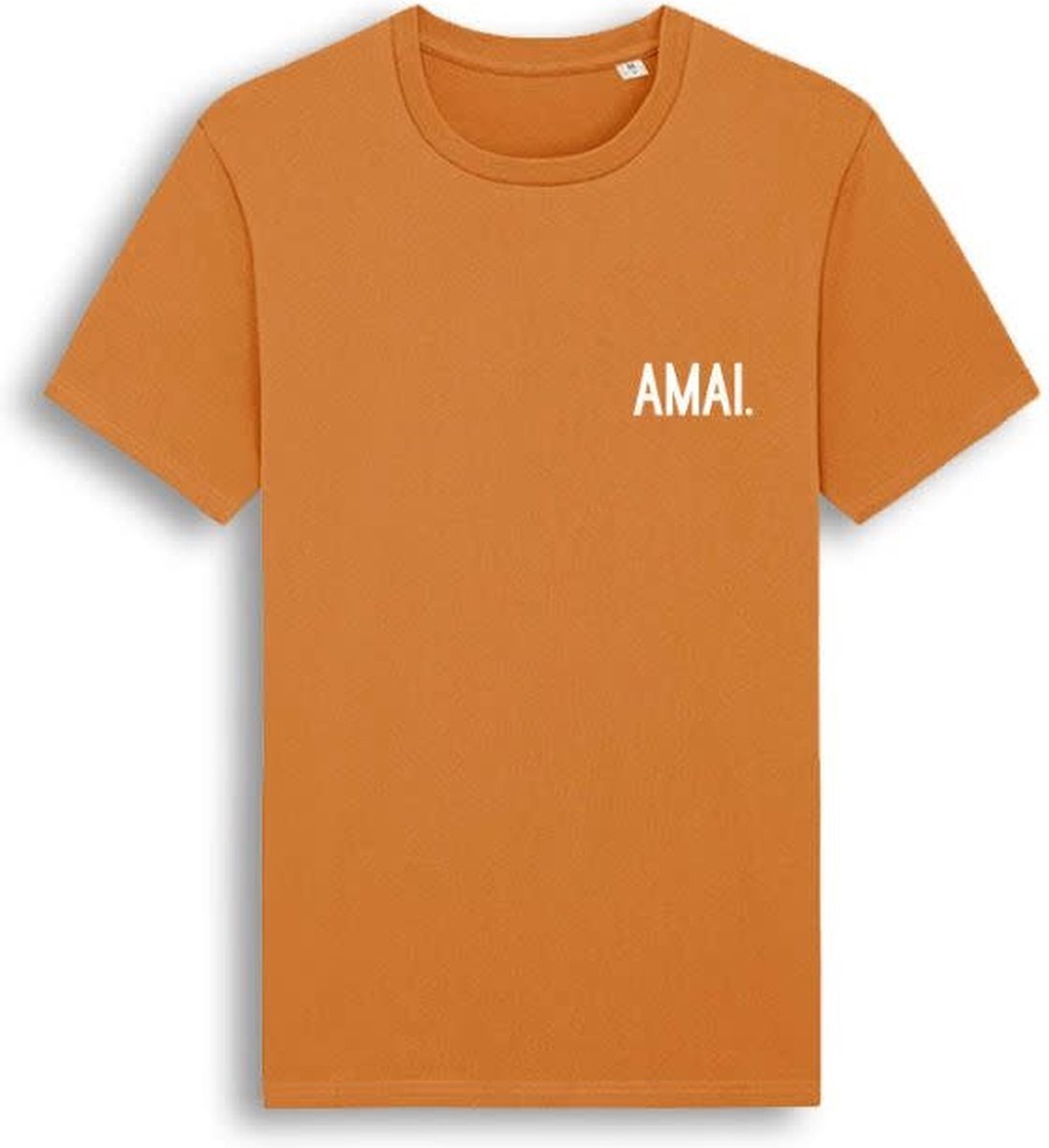 AMAI. Oranje T-shirt met opdruk.