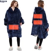 Grayce Hoodie Deken Met Heaterfunctie - Fleece Deken Met Mouwen - Elektrische Deken - Heating Blanket - Snuggle Hoodie - Snuggie - Thermokleding Dames - Valentijn cadeau voor haar - Blauw