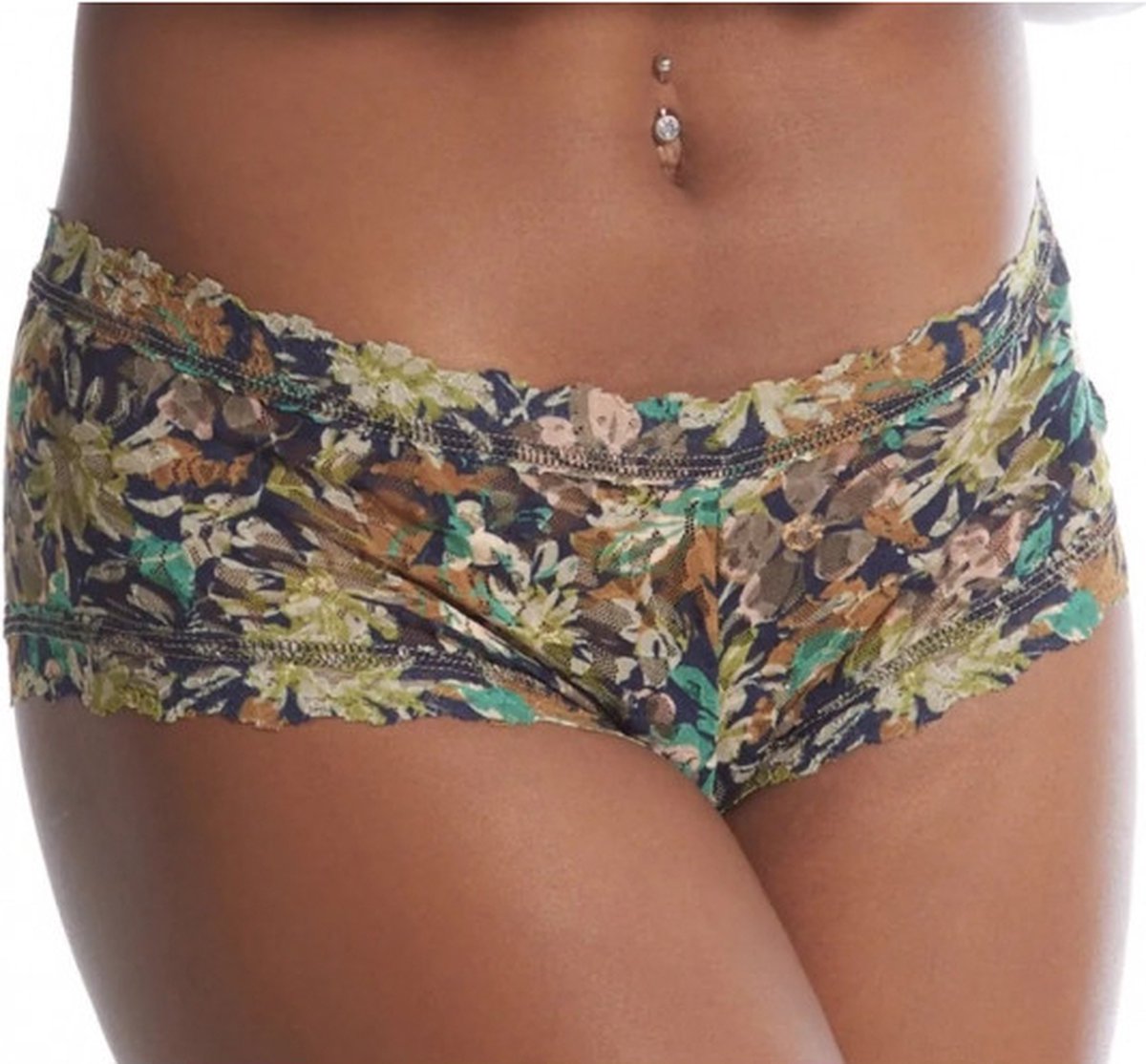 Hanky Panky Boyshort met print en kant, Camo Garden CAMG XS