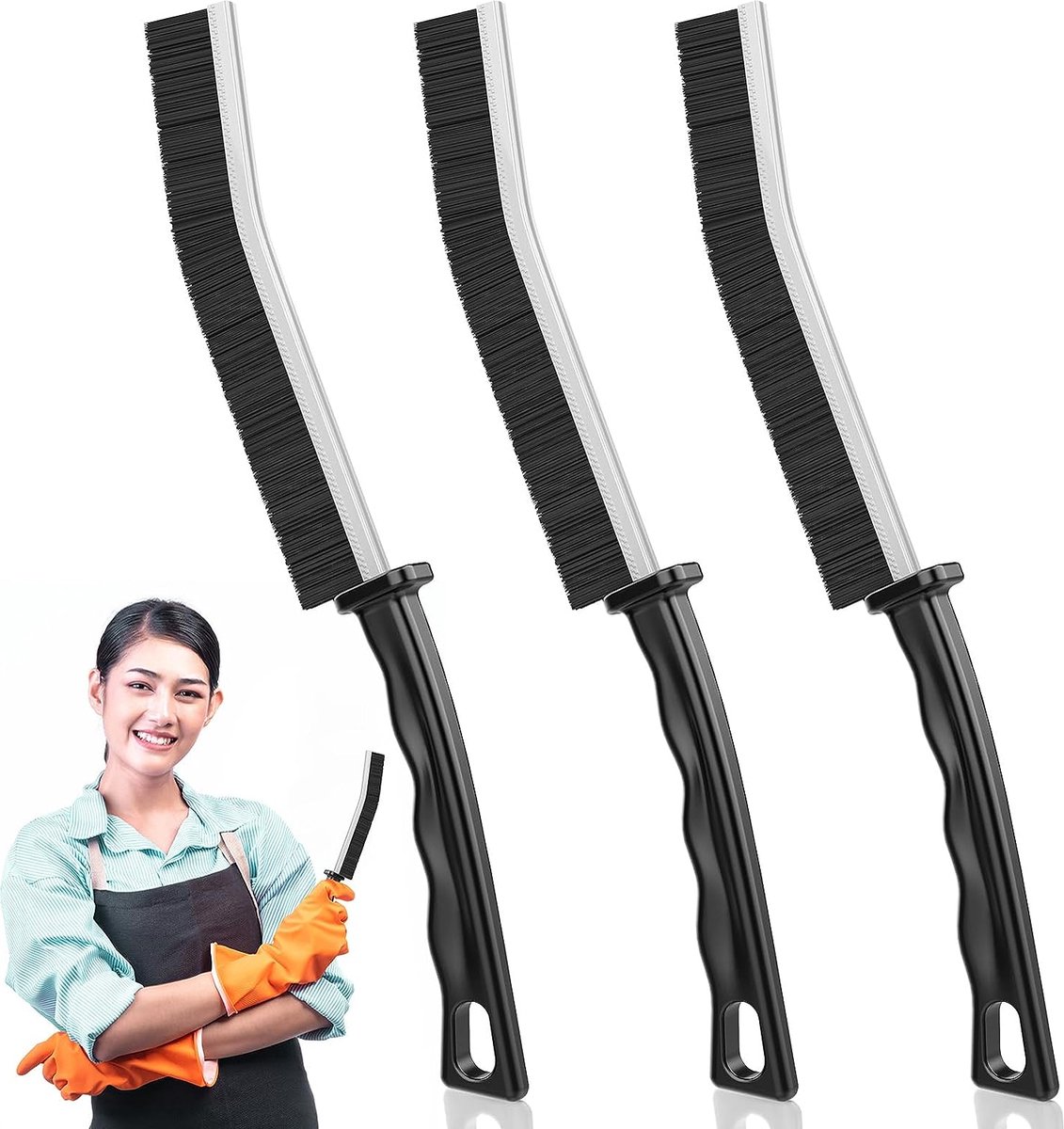 Goedkoopste Reinigingsborstel-Schoonmaakborstel -Wasborstel-Handborstel-Schrobborstel-Schuurborstel - Spleetreinigingsborstel - Schrobber -3 Harde Varkensharen Spleet Schoonmaakborstel- Badkamer -Tegel Keuken Hoek Schoonmaakborstel