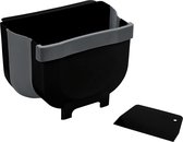 Deur-afvalemmer, zwart, opvouwbare vuilnisemmer voor keukenafval, 5 l, polypropyleen, 25,5 x 18 x 18 cm